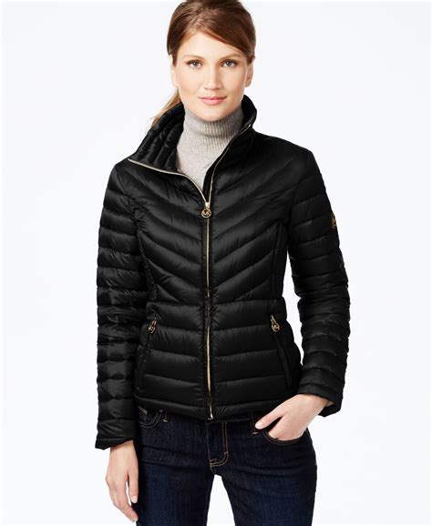 michael michael kors petite contrast quilted packable down puffer coat|Michael Kors petite winter coats.